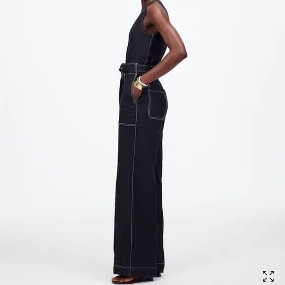 NWT Madewell Jumpsuit Black Linen 14 - Picture 4 of 10